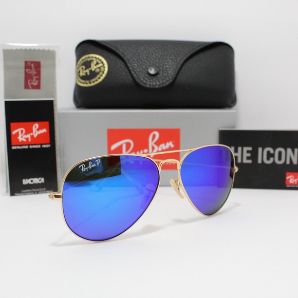 NEW!! RAY-BAN RB 3025 112/4L POLARIZED BLUE FLASH - Picture 2 of 7